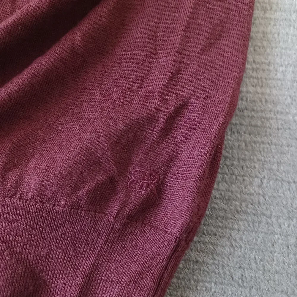 Banana Republic Merino Wool Sweater Mens M Burgundy Lightweight Stretch‎ Casual